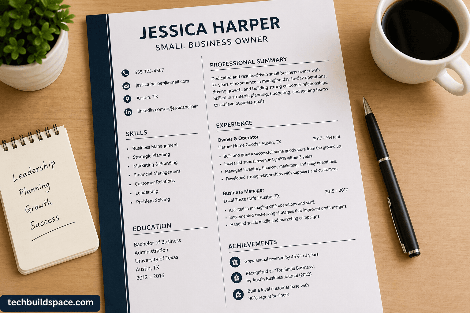 small business owner resume